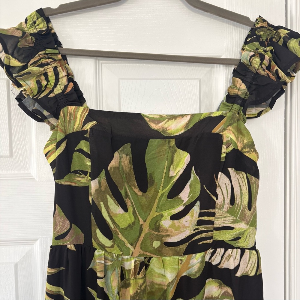 Baltic Born Encinitas Black and Green palm maxi  Dress large - Picture 3 of 13